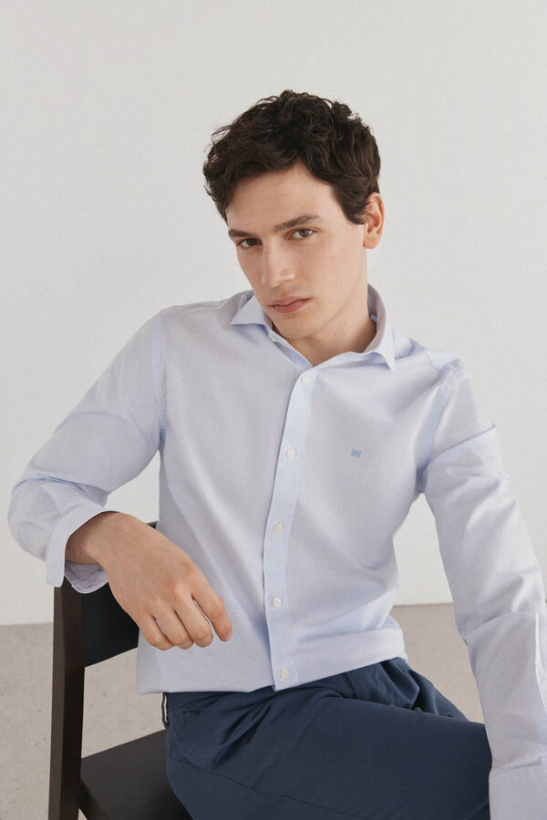 Pedro del Hierro Camisa cuadros f&aacute;cil plancha + anti olor slim fit Azul