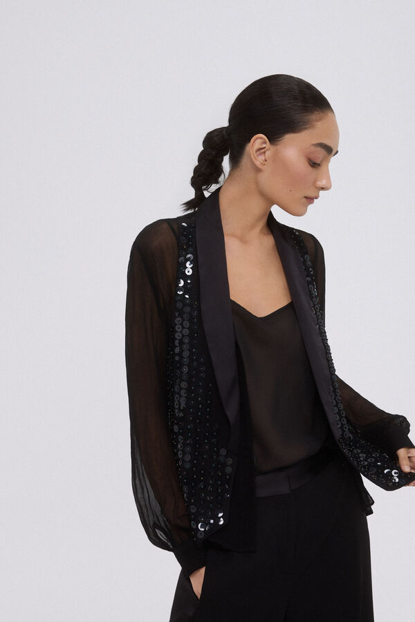 Pedro del Hierro Chaleco lentejuelas negro Negro