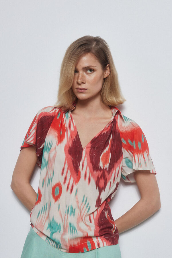 Pedro del Hierro Camisa larga estampada Bordeaux