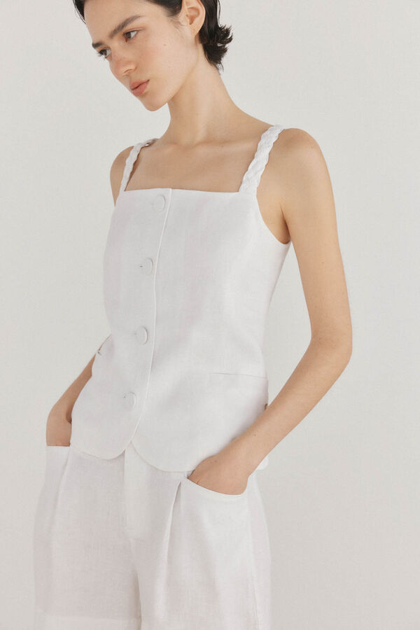 Pedro del Hierro Colete de linho Colete Branco