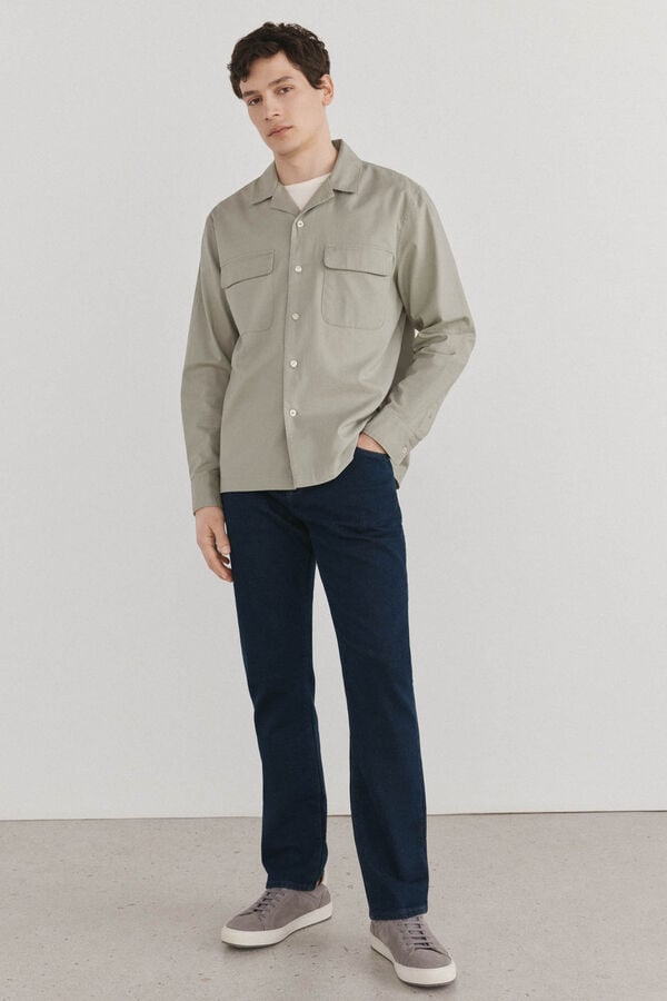 Pedro del Hierro Sobrecamisa algod&atilde;o linho Verde