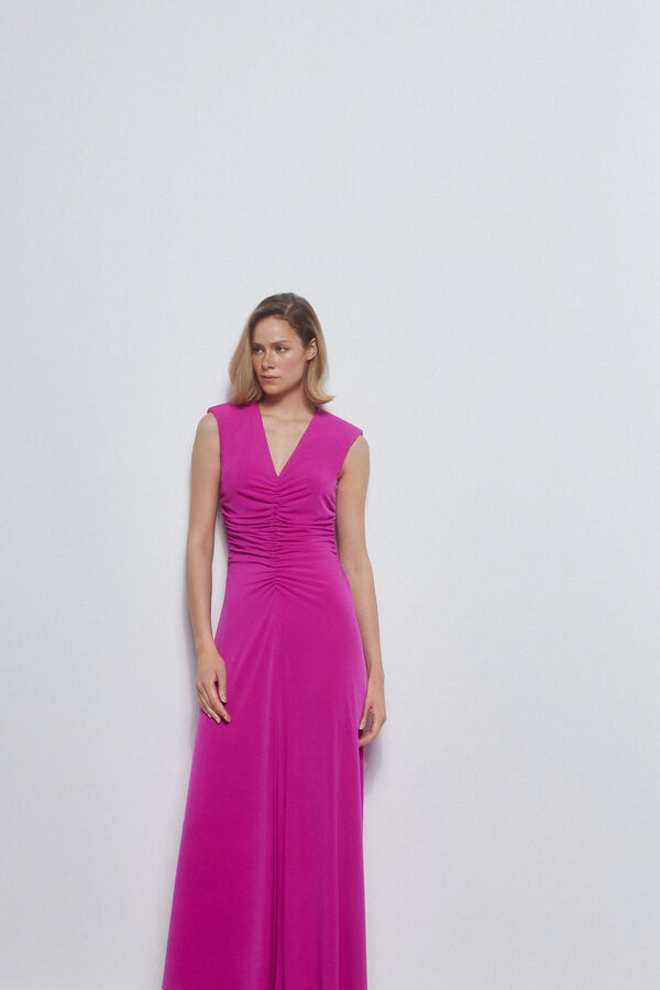 Pedro del Hierro Vestido frunces fucsia Rosa