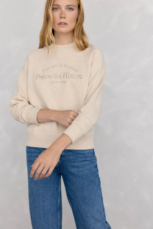 Pedro del Hierro Sweatshirt logo bordado Ecru