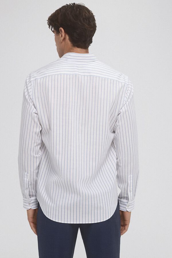 Pedro del Hierro Camisa rayas algod&oacute;n ramio Blanco