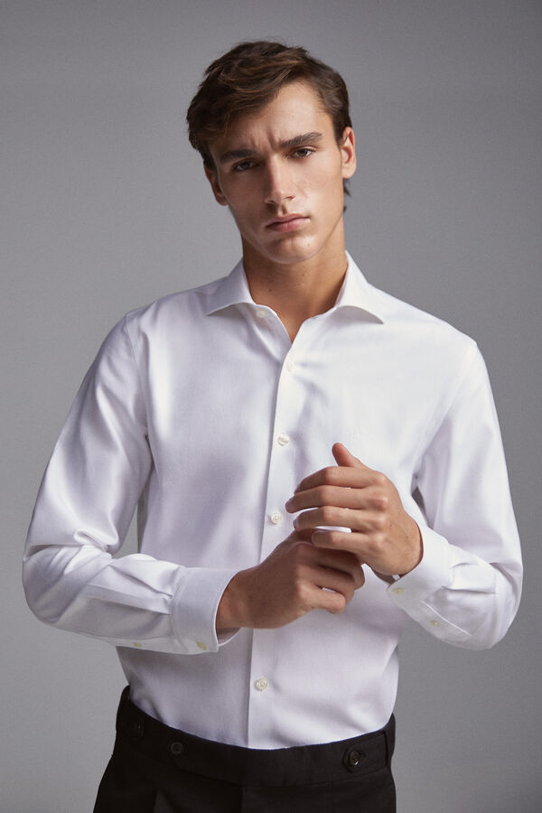 Pedro del Hierro Camisa de vestir tech-non iron estrutura tailored Branco