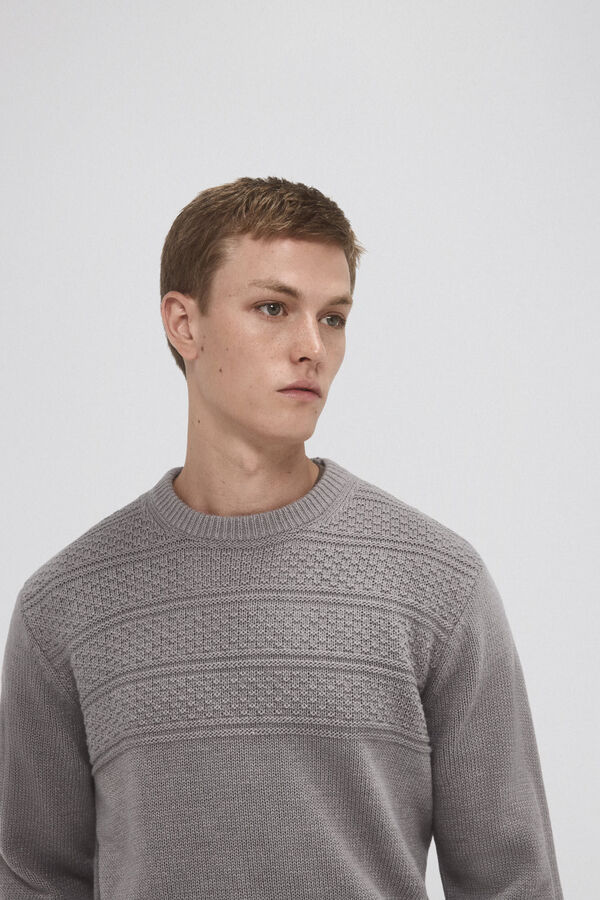 Pedro del Hierro Jersey lana fantas&iacute;a cuello redondo Gris