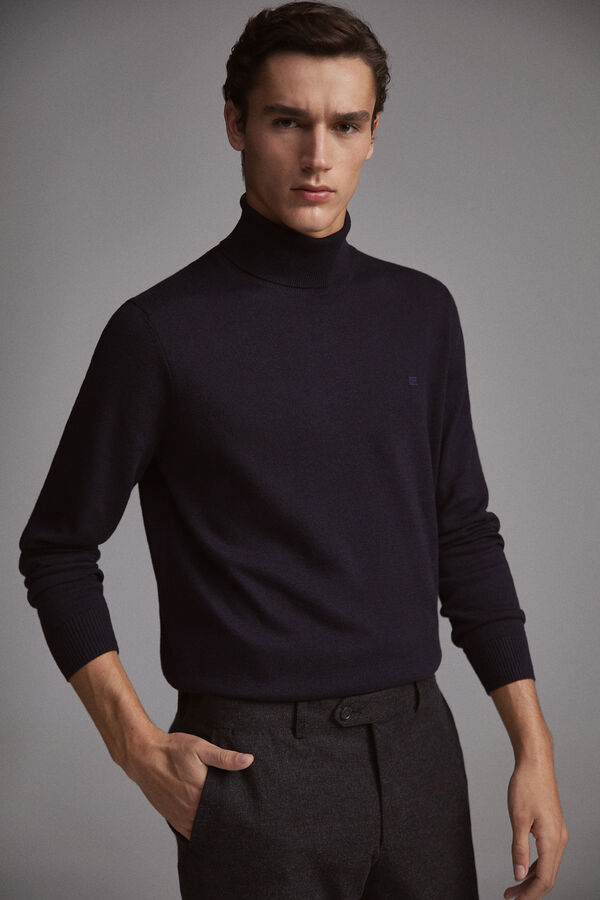 Pedro del Hierro Jersey lana cashmere cuello pico Azul