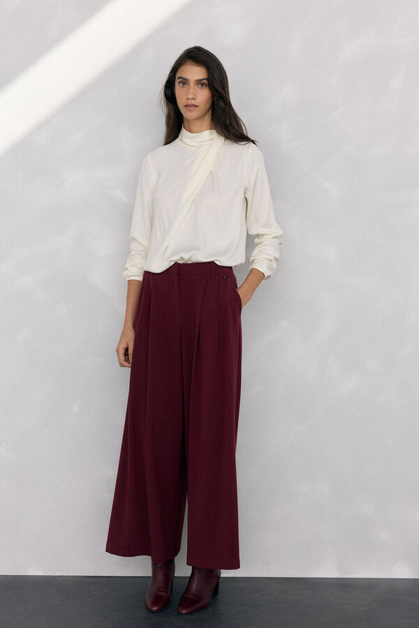 Pedro del Hierro Blusa sat&eacute;n cuello subido Crudo