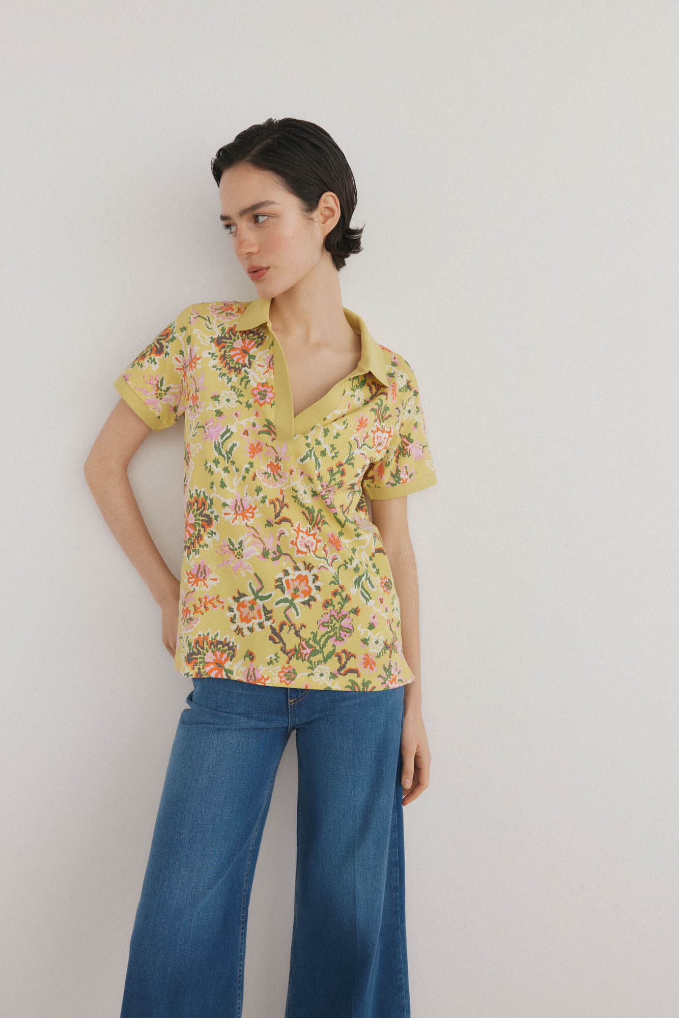Pedro del Hierro Polo estampado manga corta
