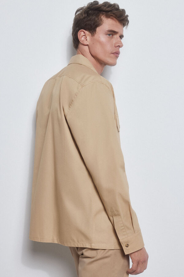 Pedro del Hierro Camp collar overshirt Beige