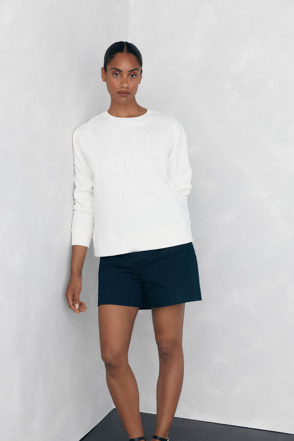 Pedro del Hierro Sweatshirt lisa algod&atilde;o Branco