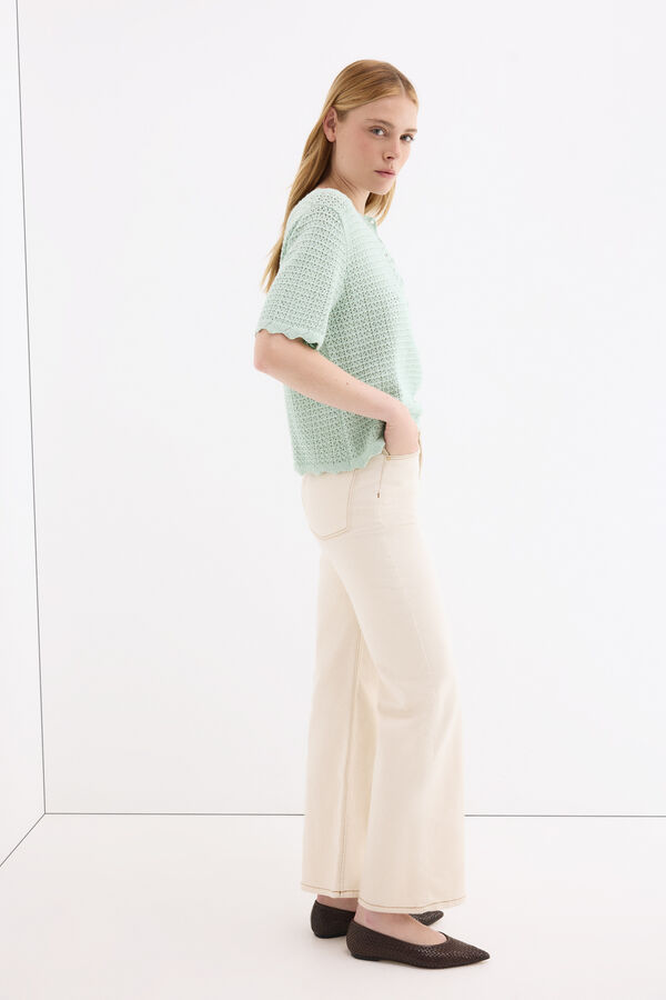 Pedro del Hierro Top de malha crochet Turquesa