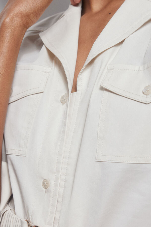 Pedro del Hierro Vestido camisero con cinturon Crudo