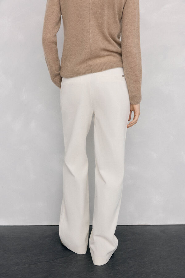 Pedro del Hierro Cal&ccedil;as de veludo cl&aacute;ssicas de perna larga Ecru