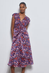 Pedro del Hierro Vestido estampado frunces Turquesa