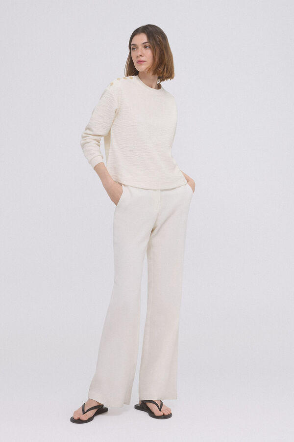 Pedro del Hierro Sudadera lisa botones Beige