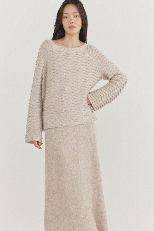 Pedro del Hierro Saia de malha com lantejoulas Cizento