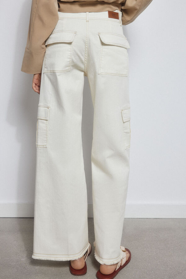 Pedro del Hierro Pantal&oacute;n cargo wide leg cropped seamless Crudo