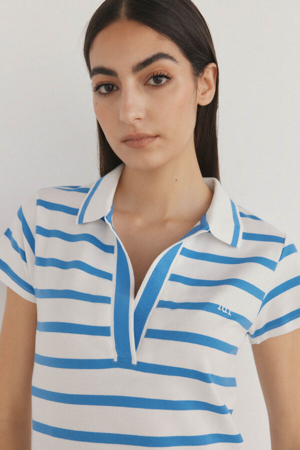 Pedro del Hierro Vestido polo riscas manga curta Turquesa