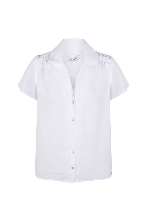 Pedro del Hierro Blusa em linho de manga curta Branco