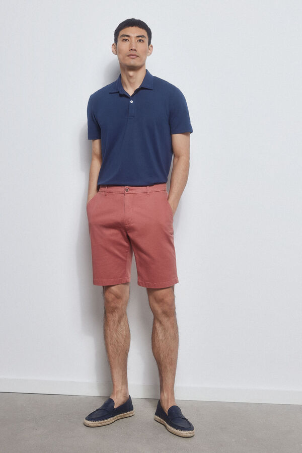 Pedro del Hierro Cal&ccedil;as bermuda chino premium flex  Vermelho
