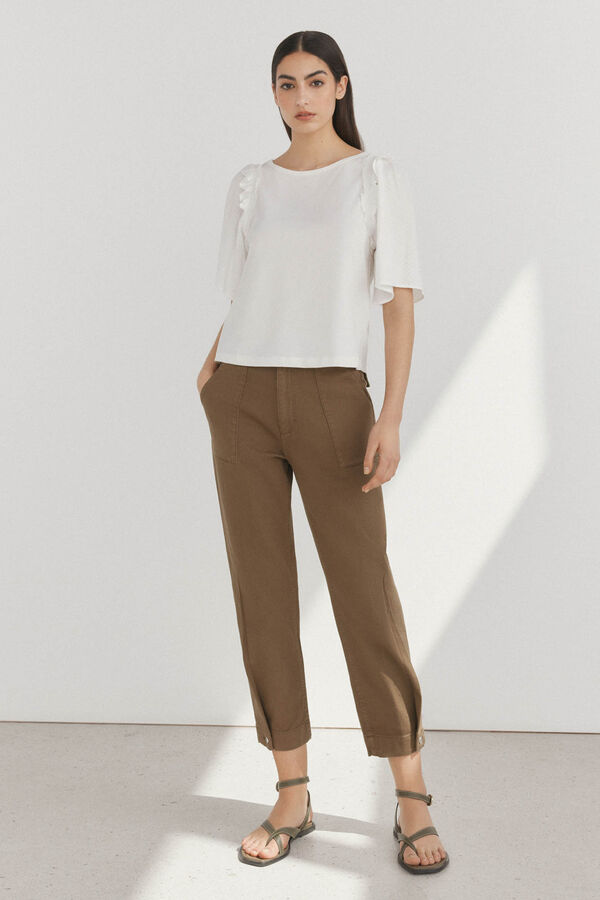 Pedro del Hierro Camiseta lisa combinada Blanco