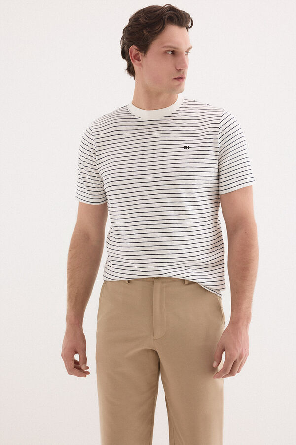 Pedro del Hierro Cal&ccedil;as worker regular em linho Beige