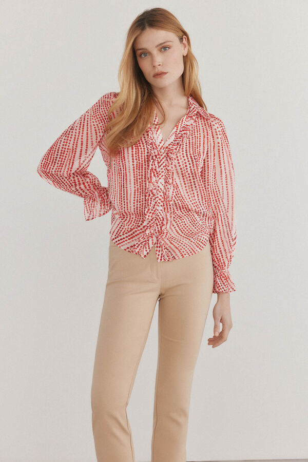 Pedro del Hierro Blusa flu&iacute;da com decote em bico Vermelho