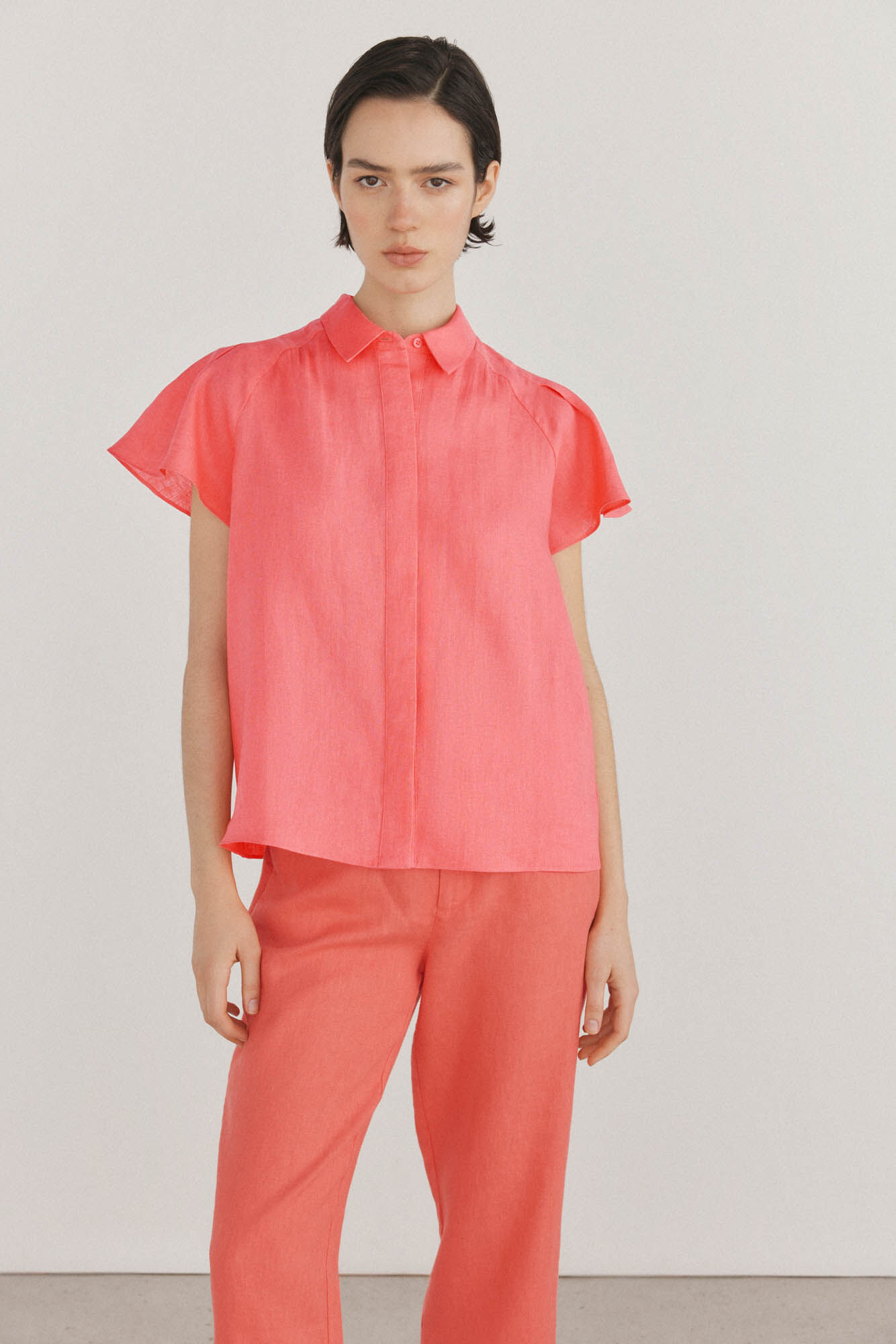 Pedro del Hierro Blusa lino manga corta fluida