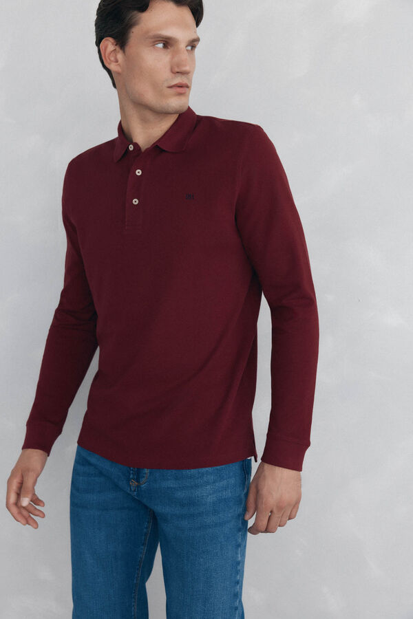 Pedro del Hierro Polo b&aacute;sico manga larga Burdeos