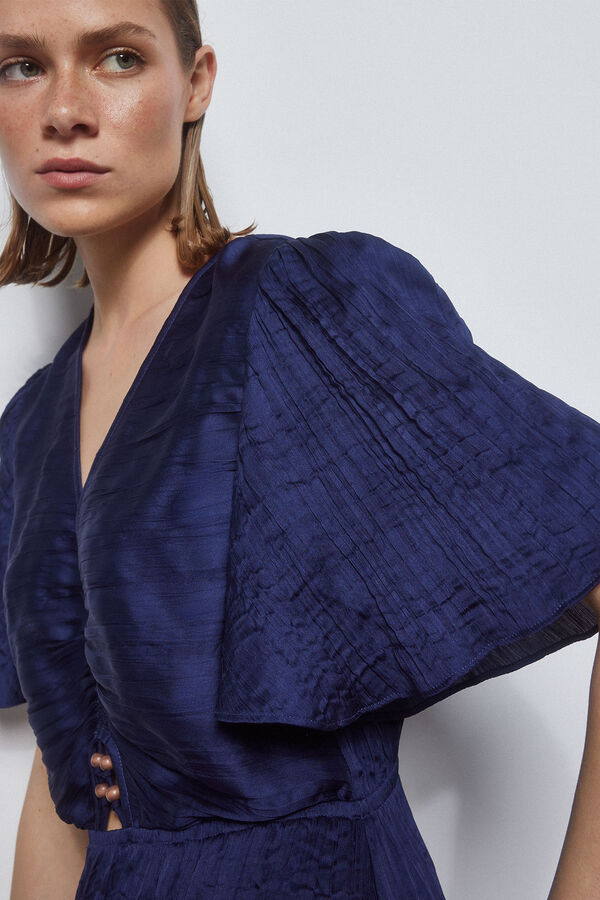 Pedro del Hierro Vestido plisado irregular Azul