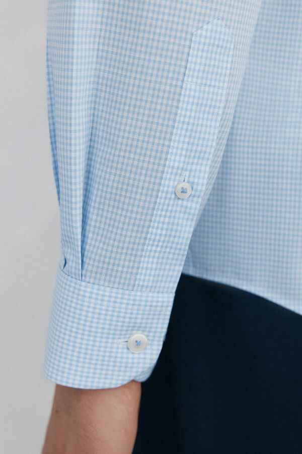 Pedro del Hierro Camisa aos quadrados non iron + antimanchas Azul