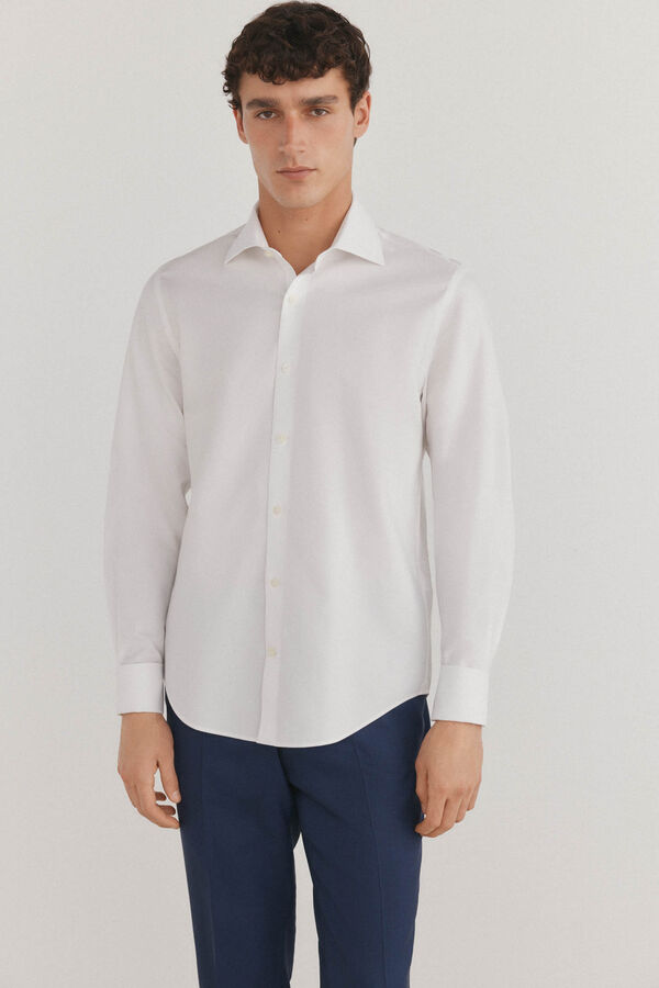 Pedro del Hierro Camisa lisa sem ferro + abotoaduras resistentes a manchas Branco