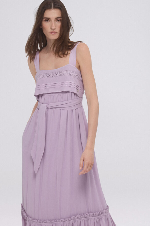 Pedro del Hierro Vestido de tirantes con volante Morado