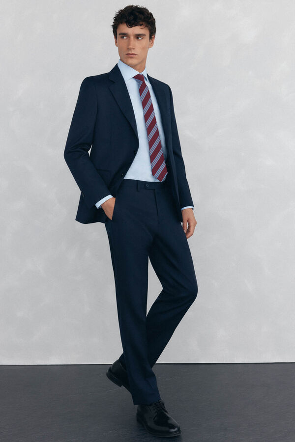 Pedro del Hierro Camisa social lisa que n&atilde;o pode ser passada a ferro + resistente a manchas Azul