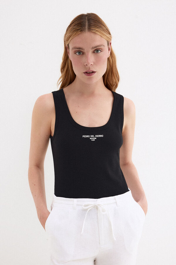 Pedro del Hierro Camiseta rib tirantes Negro