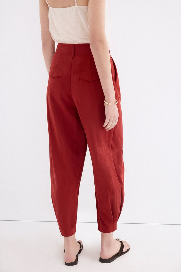 Pedro del Hierro Cal&ccedil;as com pregas Vermelho