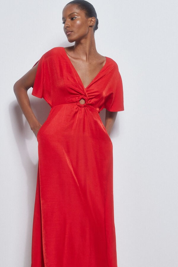 Pedro del Hierro Vestido vermelho franzido Vermelho