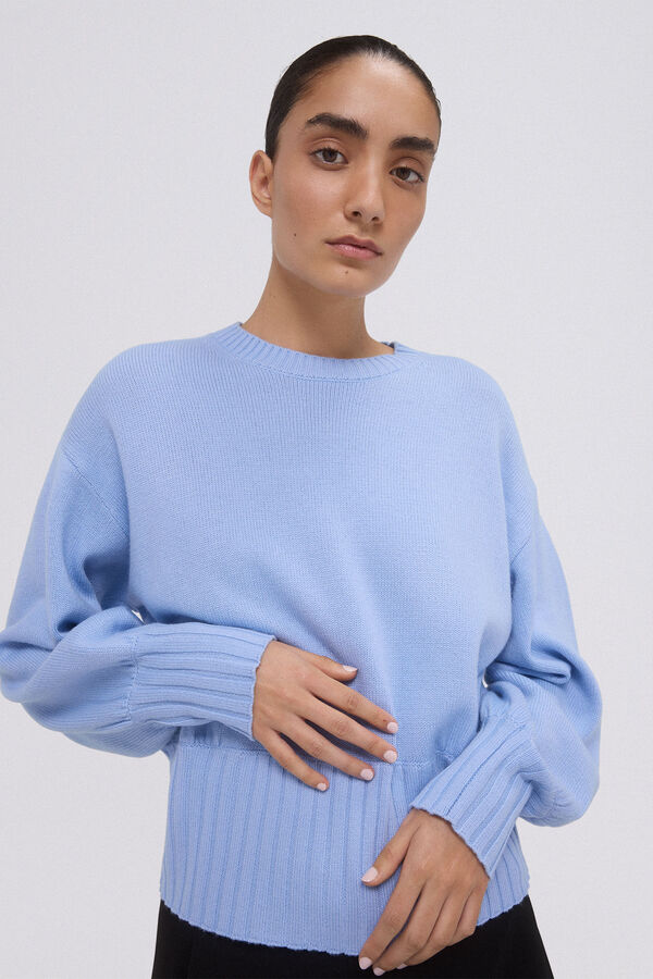 Pedro del Hierro Jersey manga abullonada Azul