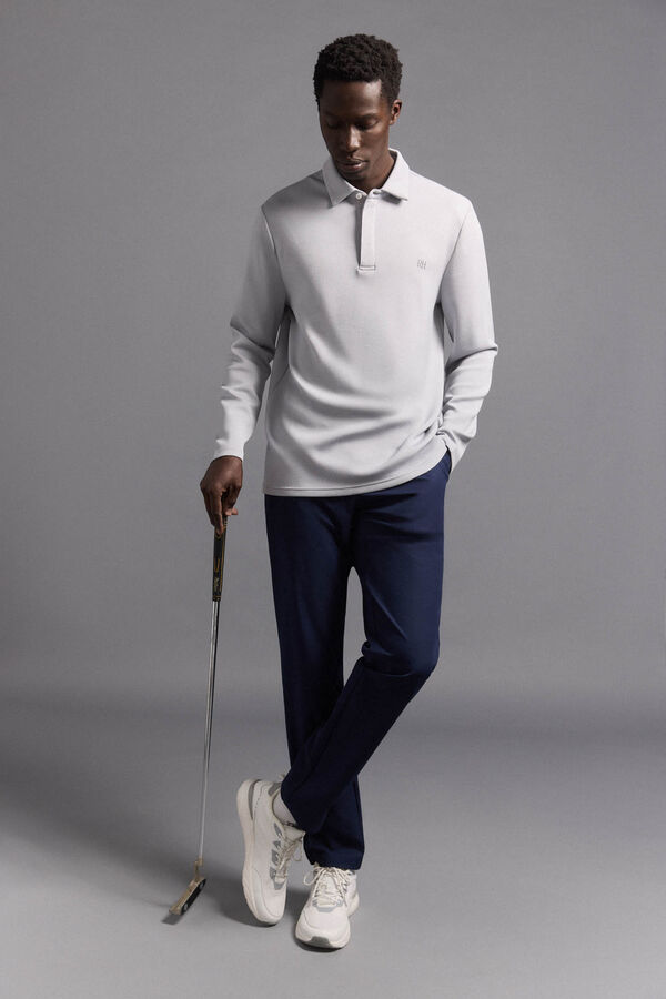 Pedro del Hierro Camisa polo de golfe de manga comprida liso Cizento