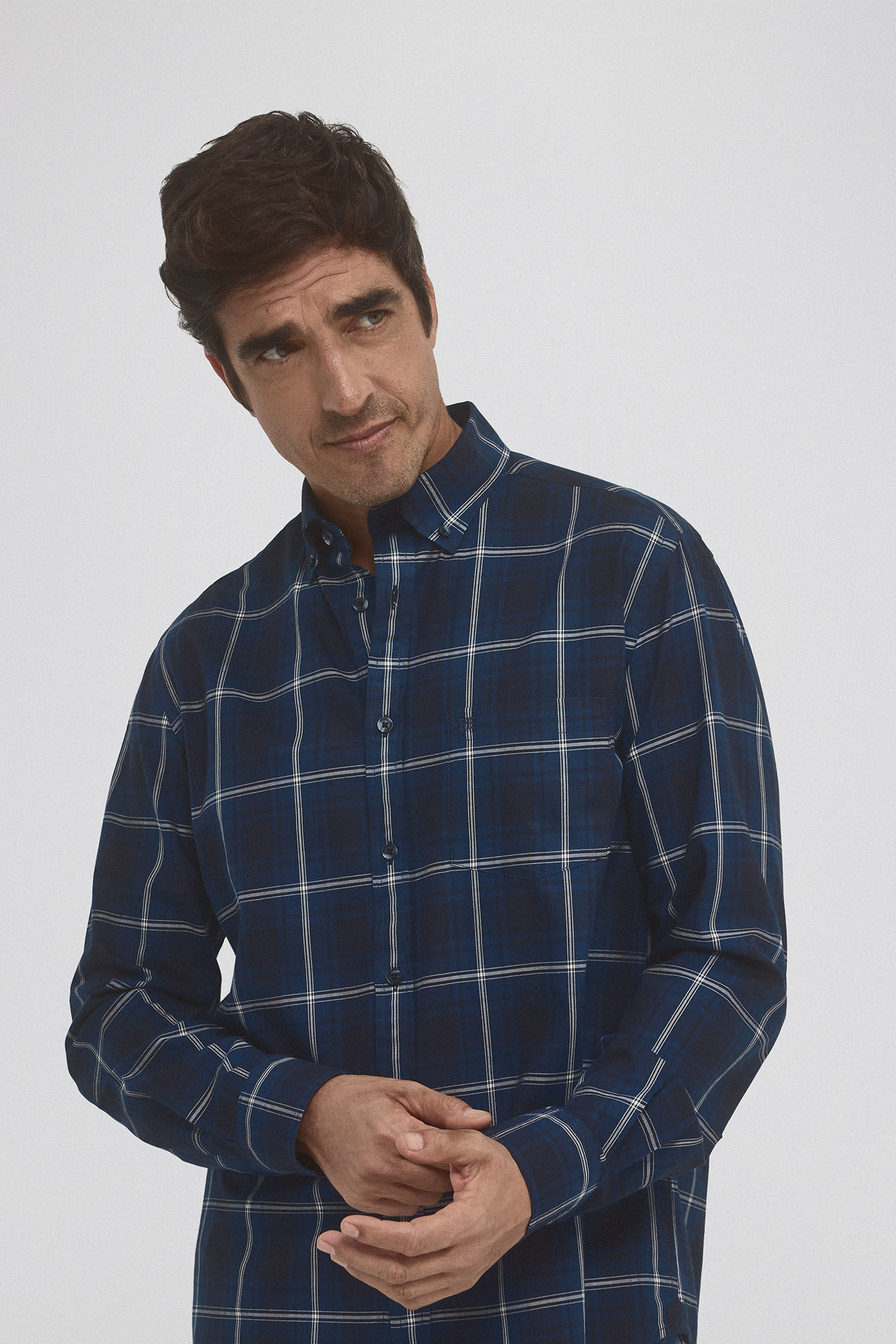 Pedro del Hierro Camisa twill xadrez