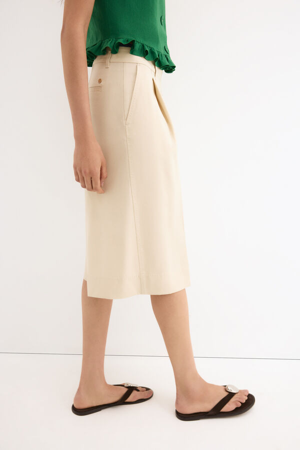Pedro del Hierro Bermuda comprida de linho Beige