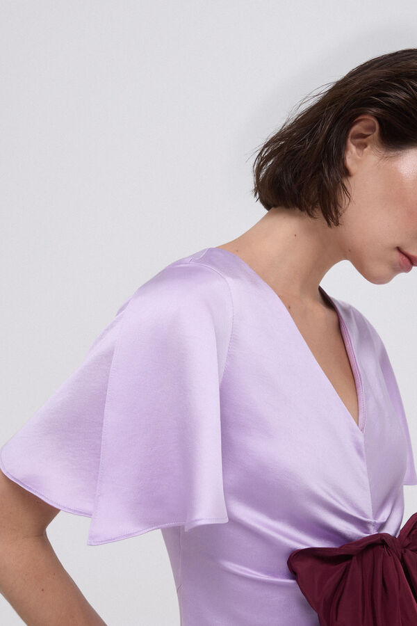 TFP by Tamara Falcó Vestido frunces con lazo contraste Azul