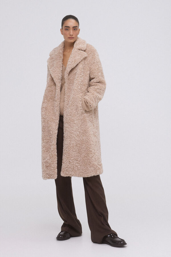 Pedro del Hierro Casaco Sobretudo de pele falsa Beige