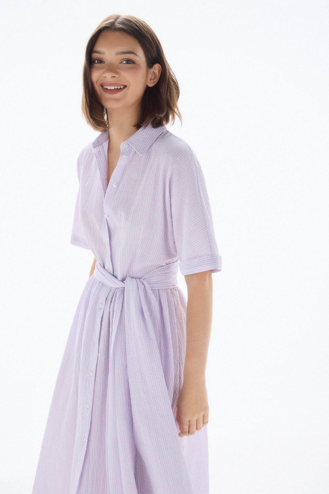 TFP by Tamara Falc&oacute; Vestido camisero seersucker