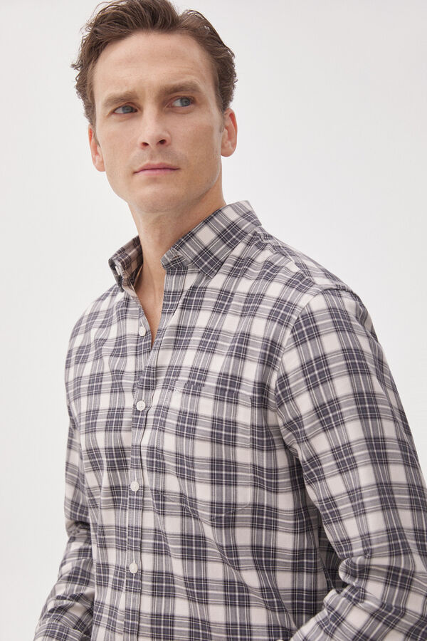 Pedro del Hierro Camisa cuadros tencel modal Gris