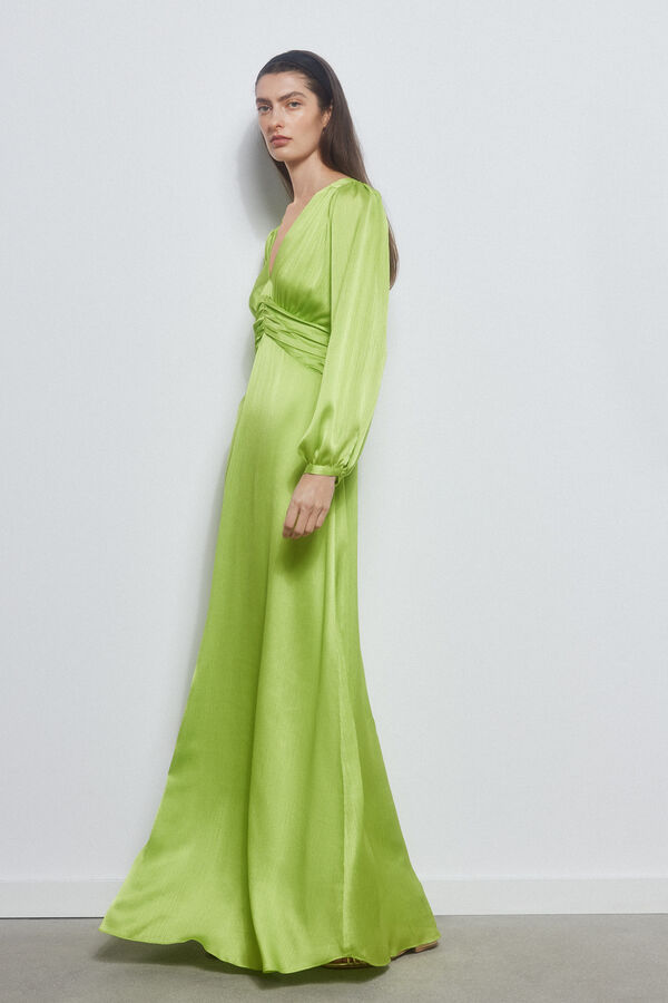 Pedro del Hierro Vestido largo satinado Amarillo