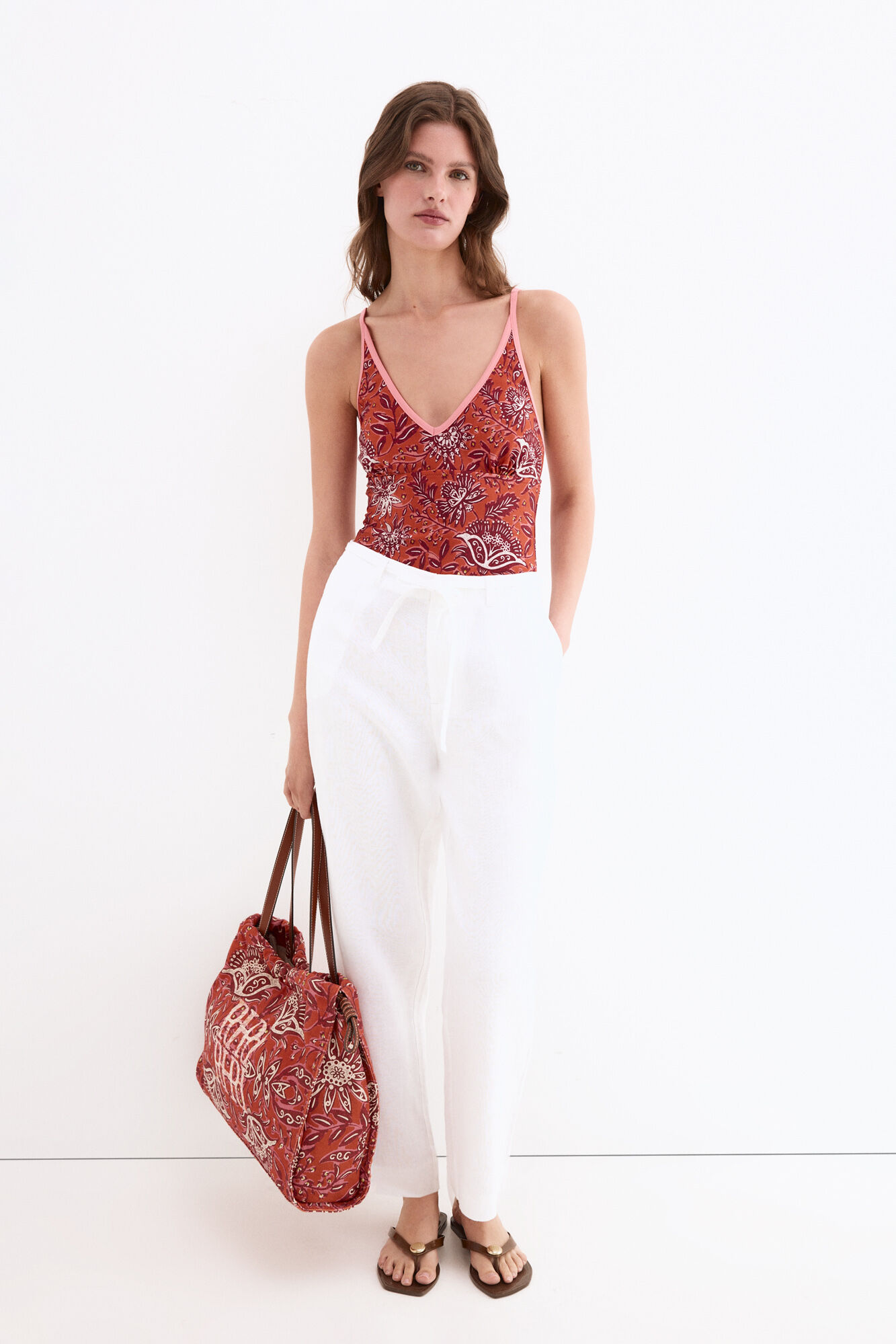 Pedro del Hierro Fato de banho estampado com contrastes