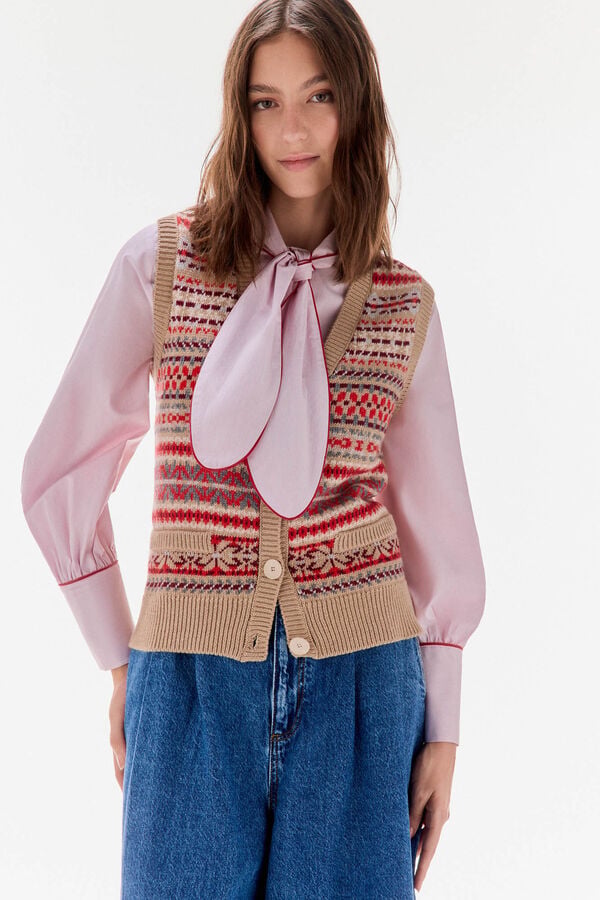 TFP by Tamara Falc&oacute; Chaleco jacquard geom&eacute;trico Beige