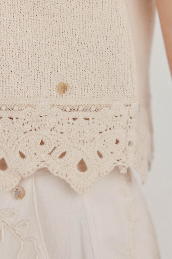 Pedro del Hierro Top de malha de crochet Marrom